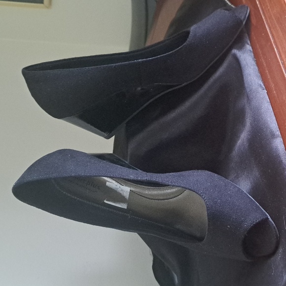 comfort pluse Shoes - NEW Suede black slip on CASUAL WOMAN'S HIGH HEEL PLATFORM